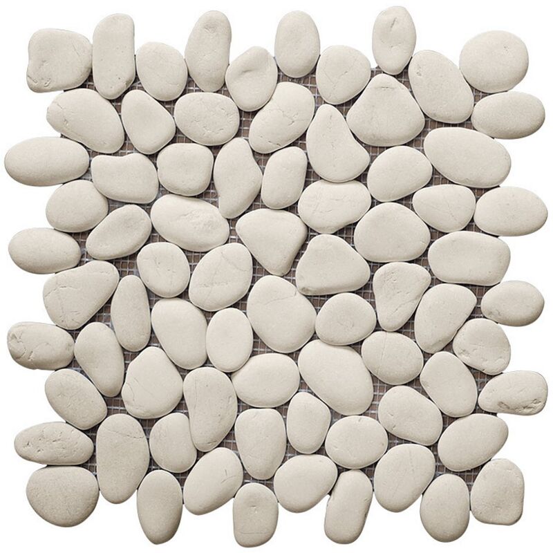 Mosaïque sol et mur galets naturels crème - pack de 1m² (dalles de 30x30 cm) - ola