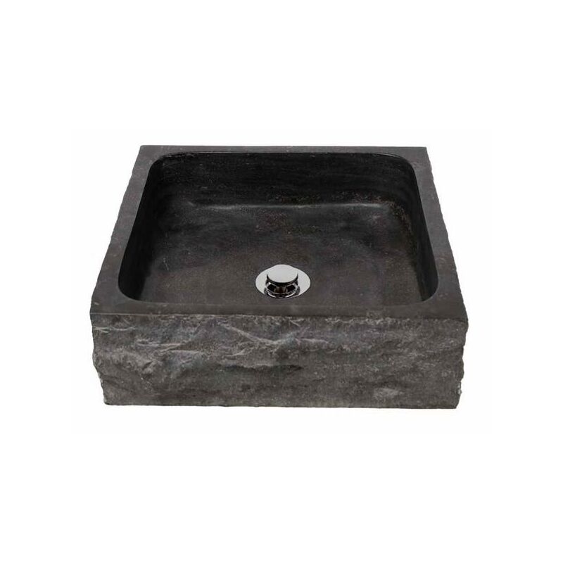 

JOKUL Lavabo Sobre Encimera De Piedra Cuadrado Negro - Mosavit