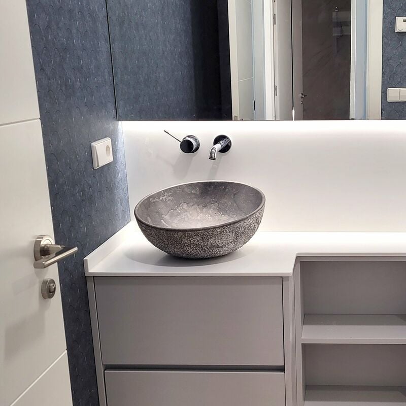 

MENORCA Lavabo Sobre Encimera De Piedra Gris - Mosavit