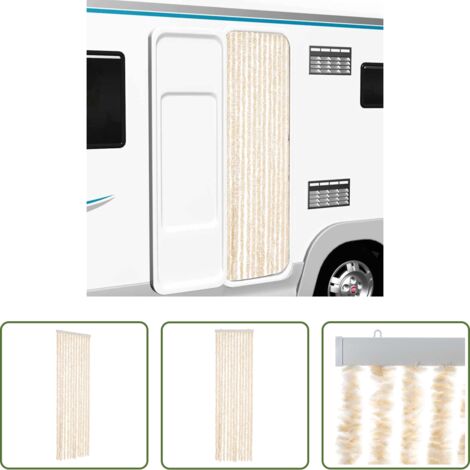 Mosche -  Tenda Antimosche Beige e Bianca 56x200 cm in Ciniglia