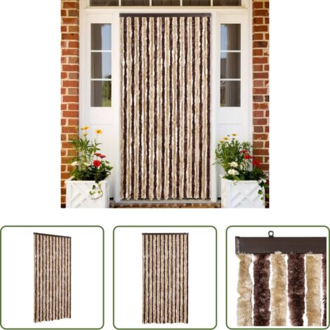 Mosche -  Tenda Antimosche Beige e Marrone Chiaro 100x200 cm in Ciniglia