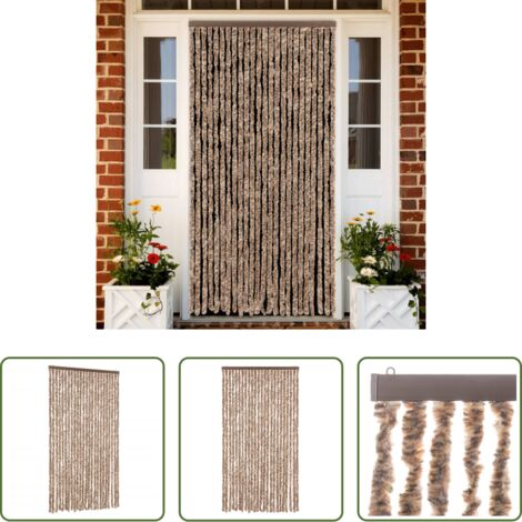 Mosche -  Tenda Antimosche Beige e Marrone Scuro 100x220 cm in Ciniglia