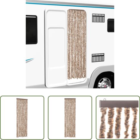 Mosche -  Tenda Antimosche Beige e Marrone Scuro 56x185 cm in Ciniglia