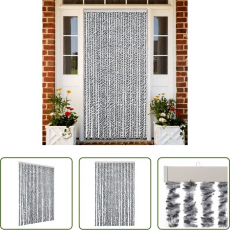 Mosche -  Tenda Antimosche Grigia Nera e Bianca 118x220 cm in Ciniglia
