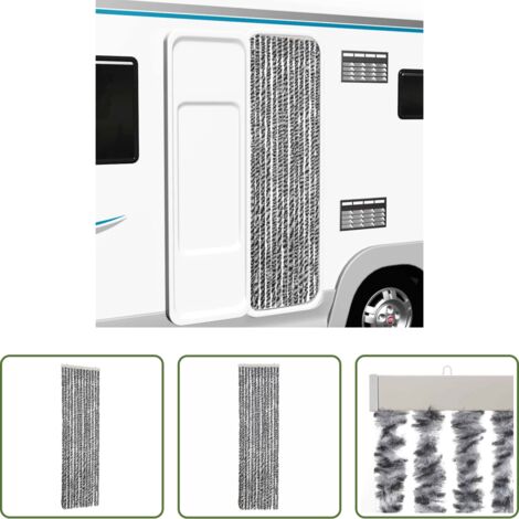 Mosche -  Tenda Antimosche Grigia Nera e Bianca 56x200 cm in Ciniglia