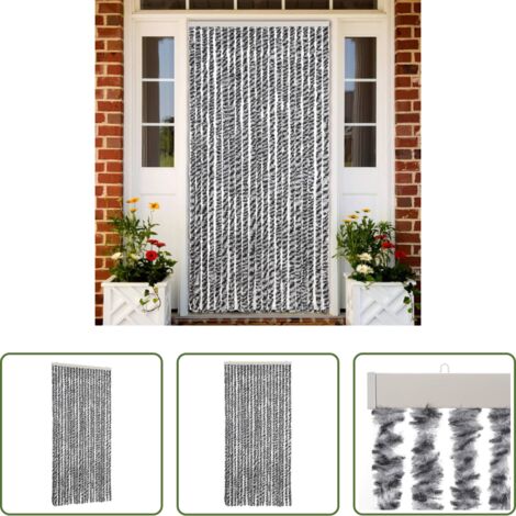 Mosche -  Tenda Antimosche Grigia Nera e Bianca 90x220 cm in Ciniglia