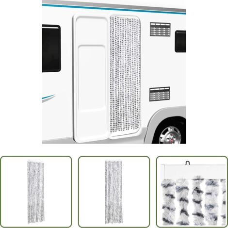 Mosche -  Tenda Antimosche Grigio Chiaro e Grigio Scuro 56x200cm Ciniglia