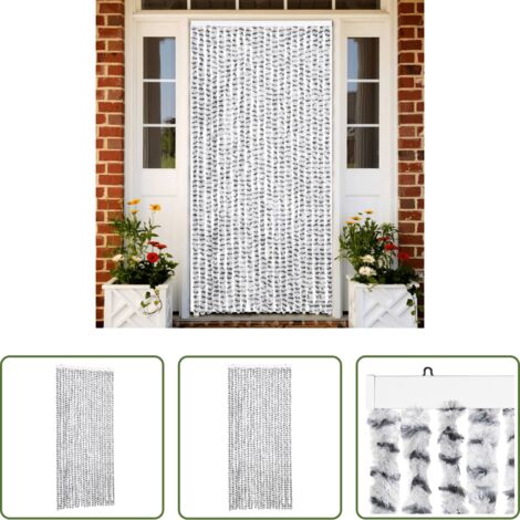Mosche -  Tenda Antimosche Grigio Chiaro e Grigio Scuro 90x200cm Ciniglia