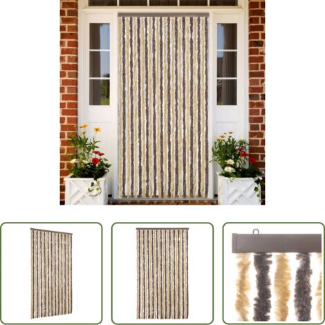 Mosche -  Tenda Antimosche Marrone Scuro e Beige 100x200 cm in Ciniglia