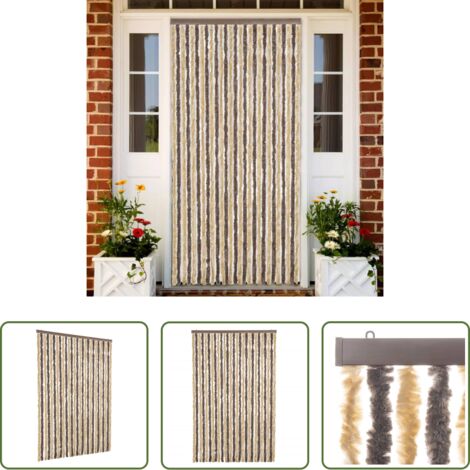 Mosche -  Tenda Antimosche Marrone Scuro e Beige 118x220 cm in Ciniglia
