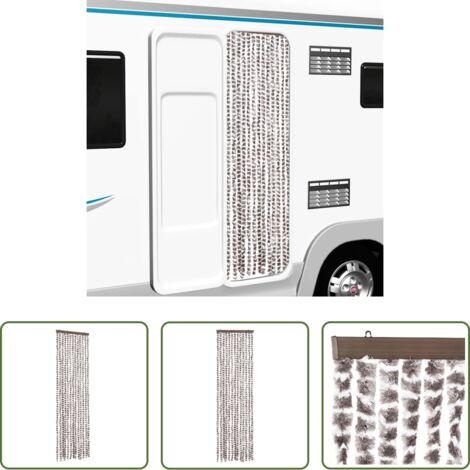 Mosche -  Tenda Antimosche Tortora e Bianca 56x200 cm in Ciniglia