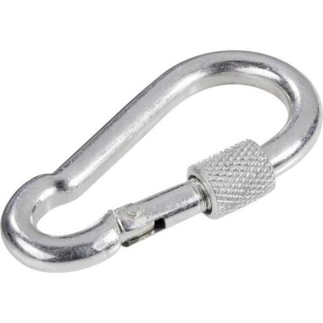 Moschettone con ghiera di sicurezza a vite TOOLCRAFT 486747 (L x L) 80 mm x 8 mm