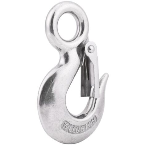 Moschettone con occhiello tondo, moschettone tondo, moschettone in acciaio inox. Autentica clip girevole con occhiello tondo (90 mm/0,5 T).