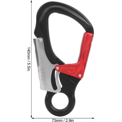 Moschettone da 35KN, moschettone da arrampicata all'aperto con fibbia di sicurezza anti-gancio per alpinismo/arrampicata/speleologia/alta quota (nero)