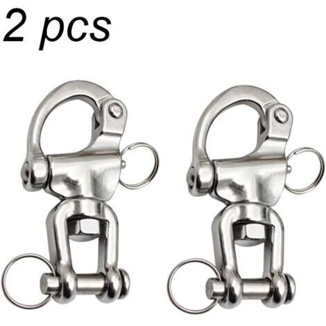 Moschettone girevole per drizze di barche a vela, imbarcazioni e accessori per immersioni subacquee - 2 pezzi in acciaio inox, argento, 22 x 128 mm
