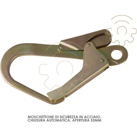 Moschettone sicurezza acciaio chiusura automatica apertura mm.55 norma CE EN362
