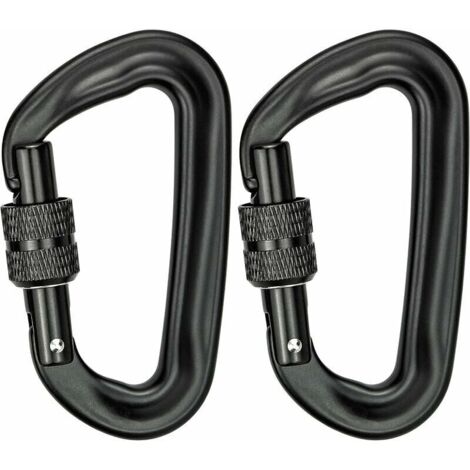 Moschettoni da arrampicata in 2 pezzi (1200 kg), moschettoni in alluminio per impieghi gravosi, moschettoni con bloccaggio a forma di D per yoga, amaca, altalena, campeggio