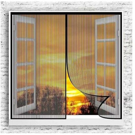 Moskitonetz Fenster 110x140cm Automatisches Schließen Magnetischer Magnet Anti-Insekten-Moskitonetz Faltbar für Fenster, Schwarz