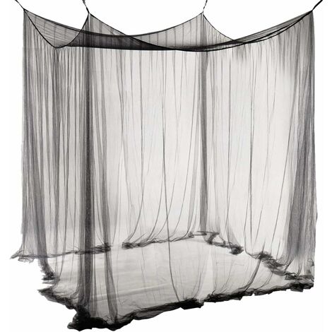 Moskitonetz für Doppelbett großes schwarzes Einzel-Sommer-Moskitonetz 190 cm (B) x 210 cm (L) x 240 cm (H)