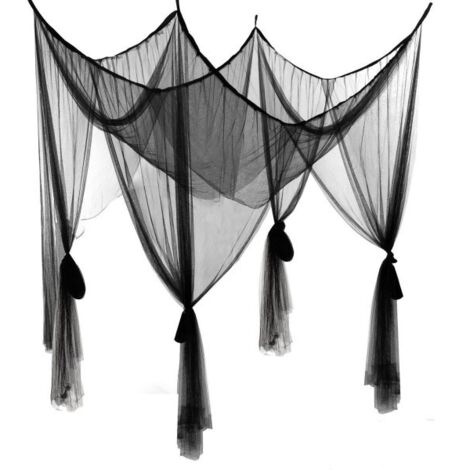 Moskitonetz für Einzel- und Doppelbetten Sehr gute Luftzirkulation, engmaschig 190x210x240 cm (schwarz)