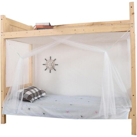 Moskitonetz für Schlafsaal, Etagenbett, quadratisches Moskitonetz für Studentenbett, tragbares Bett, Bettwäschezubehör, Weiß, 90190160 cm——