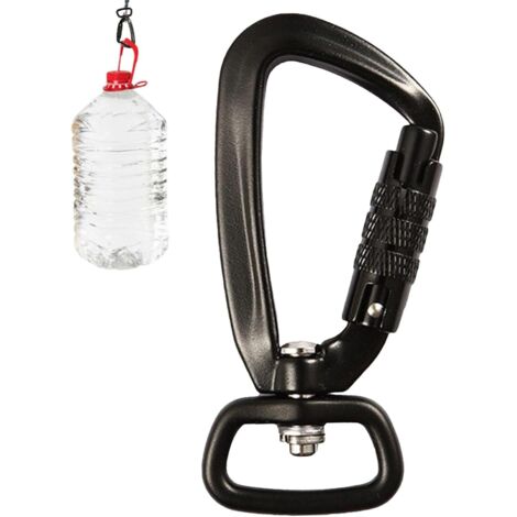 Mosquetón autoblocante, mosquetón giratorio de 360 grados, para montañismo, mosquetón resistente para escalada, rápel y montañismo, en forma de D.