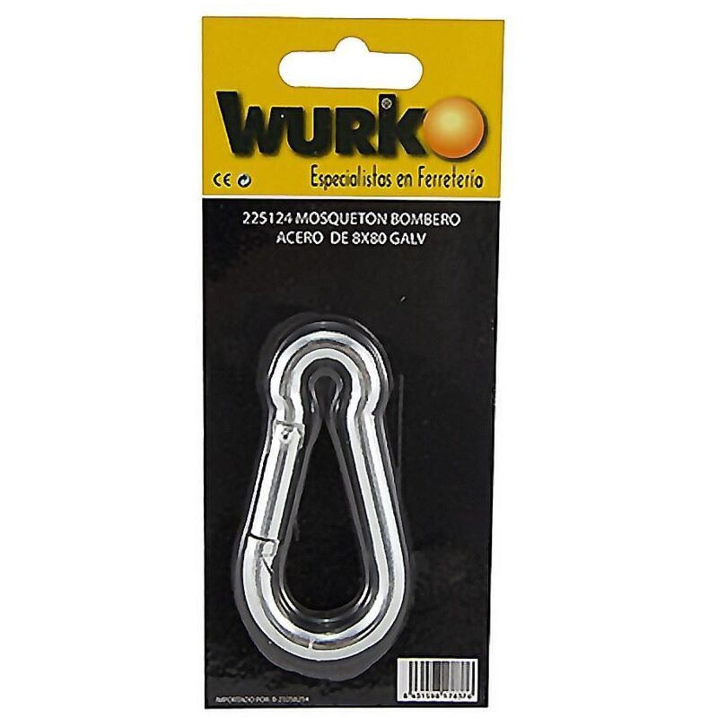 Mosqueton bombero 7x70mm acero blister , Mosquetón bombero de acero Tamaño: 7x70 mm Con virola de seguridad Permite un enganche rápido Posee un