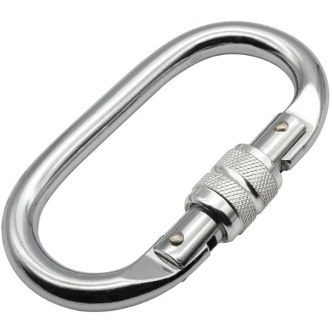 Mosquetón de 2 piezas de 25 KN, mosquetón de acero inoxidable con gancho de resorte tipo O-Lock y tensor para escalada en roca, rapel y hamaca