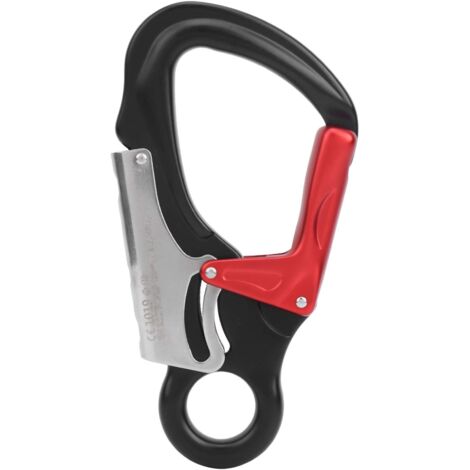 Mosquetón de 35 kN, mosquetón de escalada para exteriores, lazo de seguridad antienganches para montañismo/escalada/espeleología/alta altitud (negro)