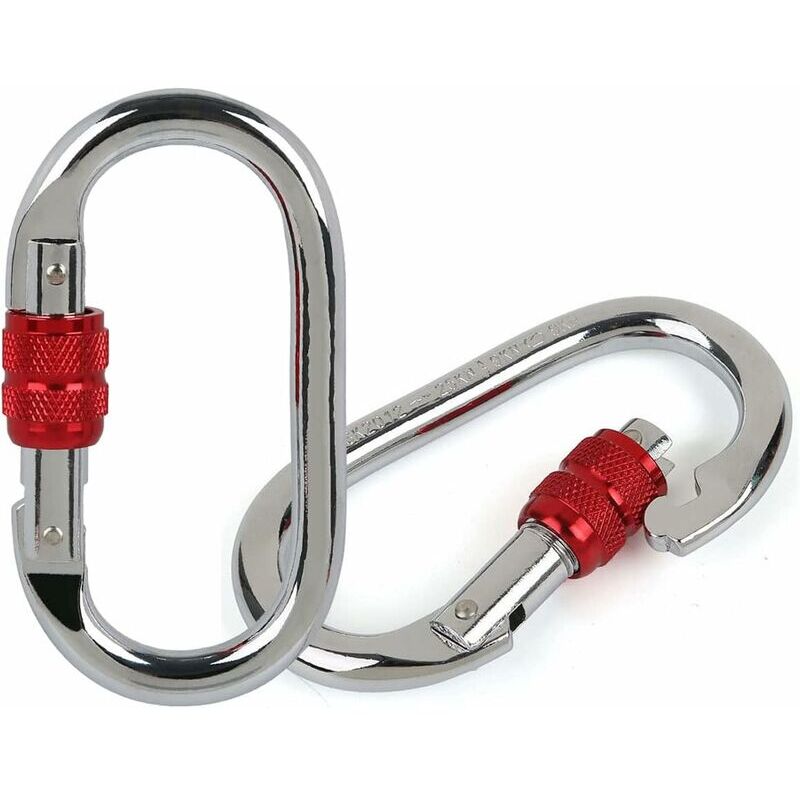 Mosquetón de 4', 25 kN resistente, mosquetón ovalado grande para escalada, hamacas, camping, gimnasio,