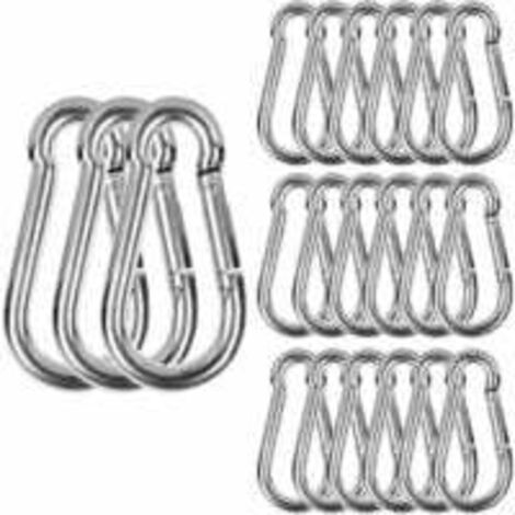 Mosquetón de acero inoxidable M6, 20 unidades, resistente, capacidad de carga de 120 kg/260 lb, gancho oscilante de acero inoxidable 304, 60 mm x 6 mm