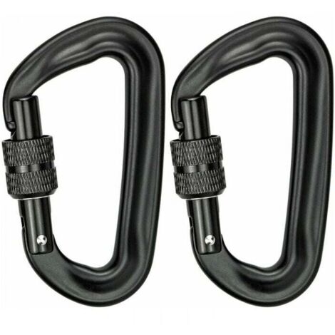 Mosquetón de aluminio resistente en forma de D (1200 kg, 12 kN), paquete de 2, ideal para yoga, hamacas, columpios, camping, llaveros y candados para perros.