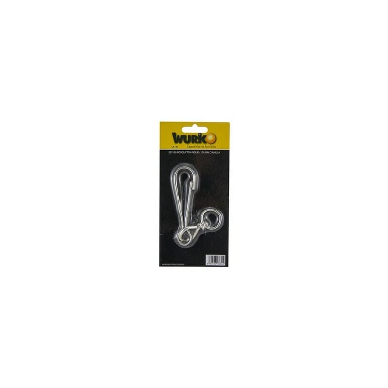 Moschettone nichel 80mm con anello blister