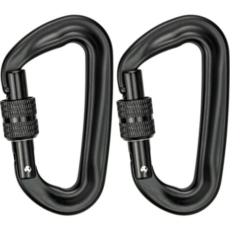 Mosquetones de 2 piezas de 12 KN (1200 kg) de aluminio resistente con forma de D para hamaca, yoga, columpio, camping, llavero