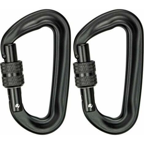 Mosquetones de escalada de 2 piezas (1200 kg), mosquetones de aluminio robustos, mosquetones de bloqueo en forma de D para yoga, hamaca, columpio, camping