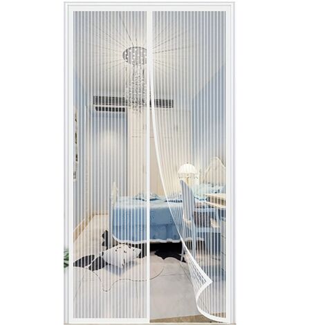 Mosquitera 120x210cm Mosquitera magnética sin agujeros Mosquitera blanca con tira adhesiva y malla ultrafina