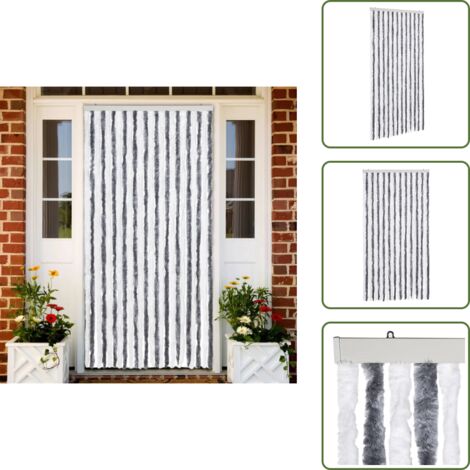 Mosquitera chenilla - vidaXL Cortina mosquitera gris y blanco chenilla 100x220 cm - Cortina impermeable
