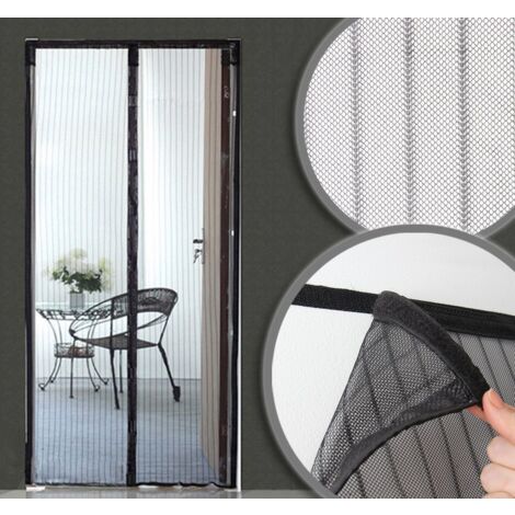 Mosquitera cortina magnética para puerta - An 130 x Al 215 cm - Negro
