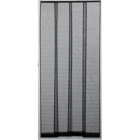 Mosquitera Cortina Para Puerta 4 Tiras De Fibra De Vidrio Con Cinta Adhesiva  100X230Cm - Negro