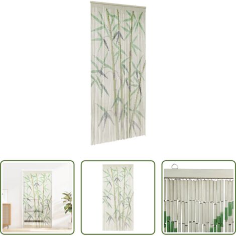 Mosquitera de bambú -  Cortina para puerta insectos estampado de bambú 100x200cm bambú