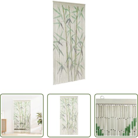 Mosquitera de bambú -  Cortina para puerta insectos estampado de bambú 90x220cm bambú