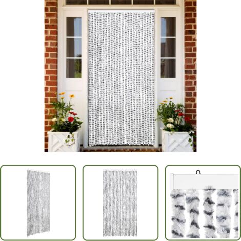 Mosquitera de chenilla -  Cortina mosquitera de chenilla gris claro y oscuro 100x220 cm