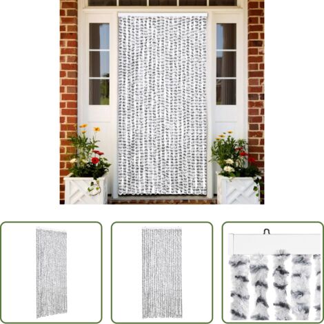 Mosquitera de chenilla -  Cortina mosquitera de chenilla gris claro y oscuro 90x220 cm