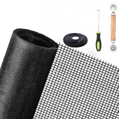 Mosquitera de repuesto para ventana, 250 x 120 cm, malla súper duradera para bricolaje, mosquitera para puerta, resistente a los rayos UV, lavable y resistente al desgarro, color negro