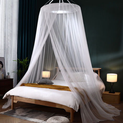 Mosquitera grande para cama, dosel para cama individual, king o matrimonial, ideal para proteger contra insectos. Diámetro 85 cm, altura 280 cm, circunferencia del dobladillo 1100 cm.