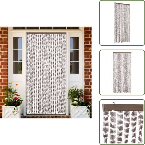 Mosquitera gris - vidaXL Cortina mosquitera chenilla gris taupe y blanco 90x220 cm - Mosquitera blanco