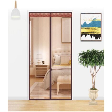 Mosquitera magnética de verano, antiinsectos, moscas, chinches, cierre automático, malla magnética para puerta de casa, ventana, mosquitera, color café, 120 x 210 cm