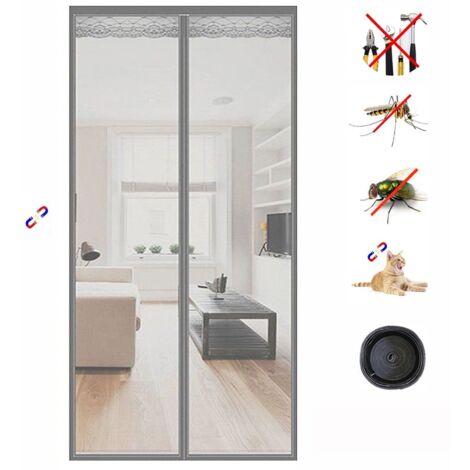 Mosquitera magnética para puerta, Cortina antimosquitos con tiras adhesivas, Cortina mosquitera autoadhesiva, 100 x 210 cm