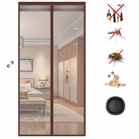 Mosquitera magnética para puerta, Cortina antimosquitos con tiras adhesivas, Cortina mosquitera autoadhesiva, 100 x 210 cm
