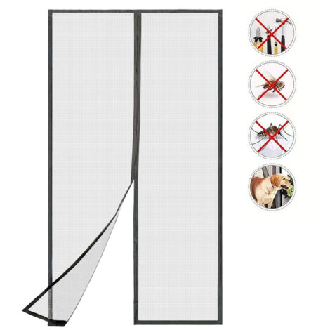 Mosquitera magnética para puerta, cortina protectora contra insectos con tiras adhesivas, chinchetas y tiras magnéticas, 100 x 210 cm